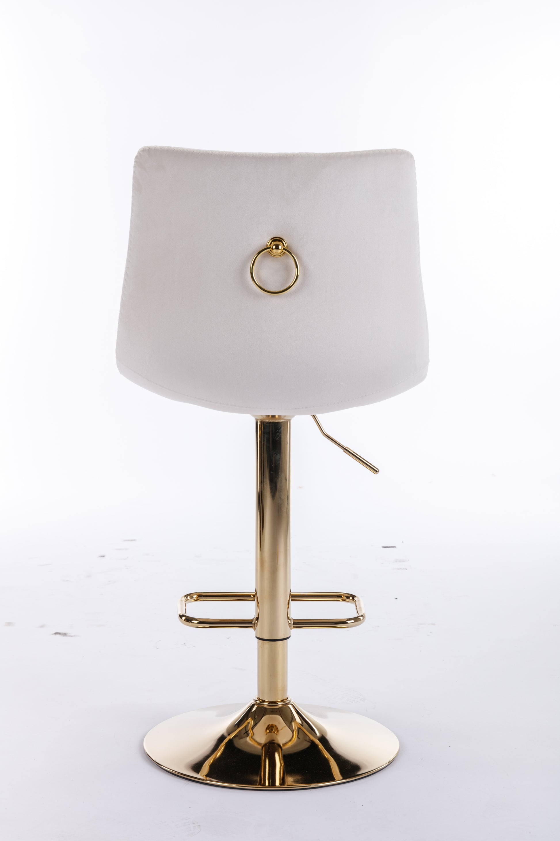 Set Of 2 Bar Stools,With Chrome Footrest And Base Swivel Height Adjustable Mechanical Lifting Velvet Golden Leg Simple Bar Stoo,Cream Cream Foam Fabric