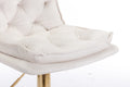Set Of 2 Bar Stools,With Chrome Footrest And Base Swivel Height Adjustable Mechanical Lifting Velvet Golden Leg Simple Bar Stoo,Cream Cream Foam Fabric