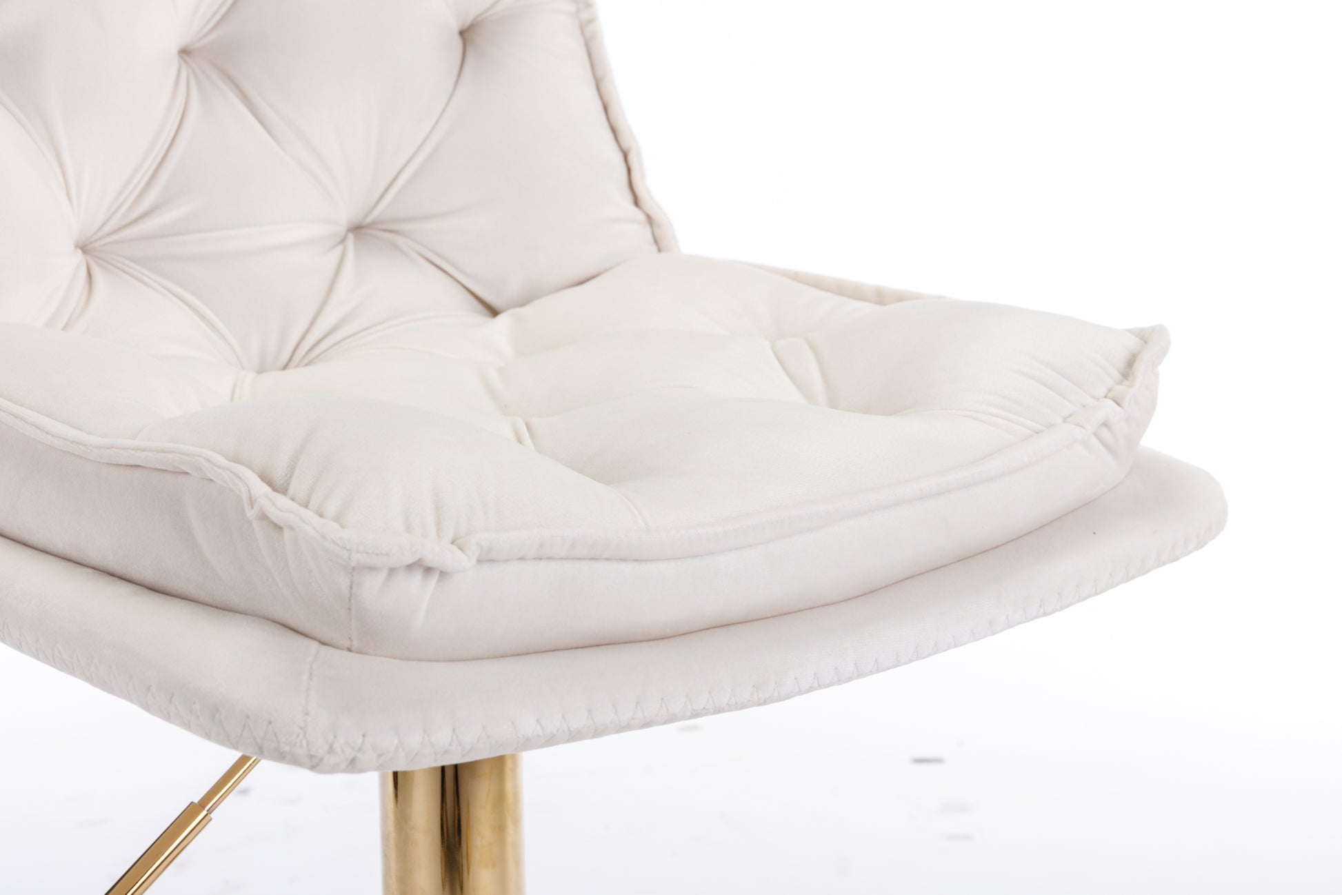 Set Of 2 Bar Stools,With Chrome Footrest And Base Swivel Height Adjustable Mechanical Lifting Velvet Golden Leg Simple Bar Stoo,Cream Cream Foam Fabric