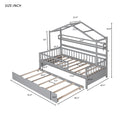 Wooden Twin Size House Bed With Trundle,Kids Bed With Shelf, Gray Twin Gray Solid Wood