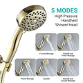 5 Mode Adjustable Settings Handheld Shower Head With Hose High Pressure Shower Heads Polished Golden Abs