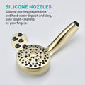 5 Mode Adjustable Settings Handheld Shower Head With Hose High Pressure Shower Heads Polished Golden Abs