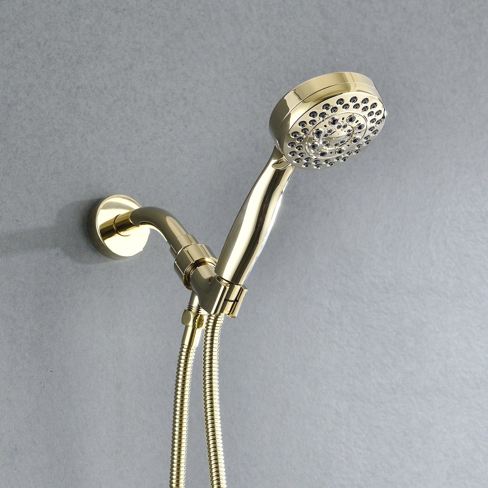 5 Mode Adjustable Settings Handheld Shower Head With Hose High Pressure Shower Heads Polished Golden Abs