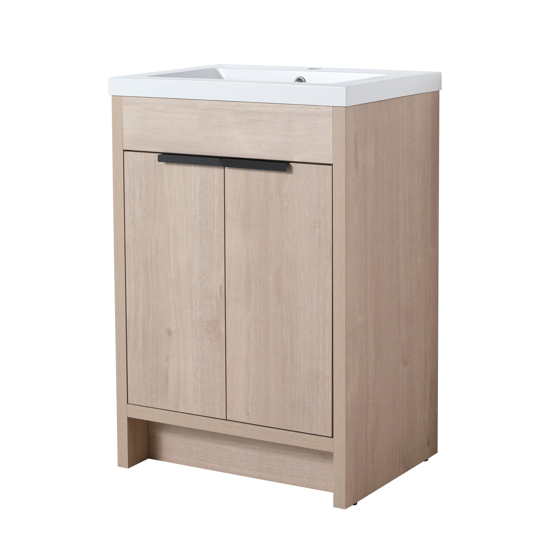 Kd Packing 24 Inch Freestanding Bathroom Vanity With White Resin Sink Sku:Bvb02424Plo Grb2440 ,W1286S00017 Plain Light Oak 2 Bathroom Freestanding Modern Plywood