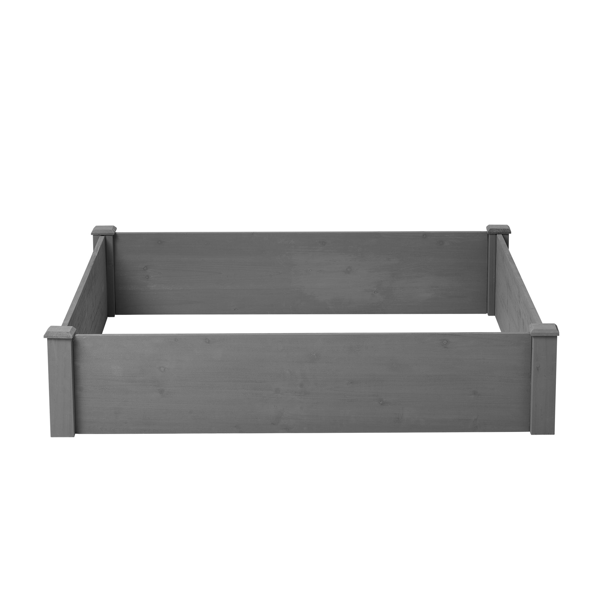 Raised Garden Bed 48X48X10'', Outdoor Wood Planter Box Over Floor, Tool Free Assembly Gray Garden & Outdoor Solid Wood