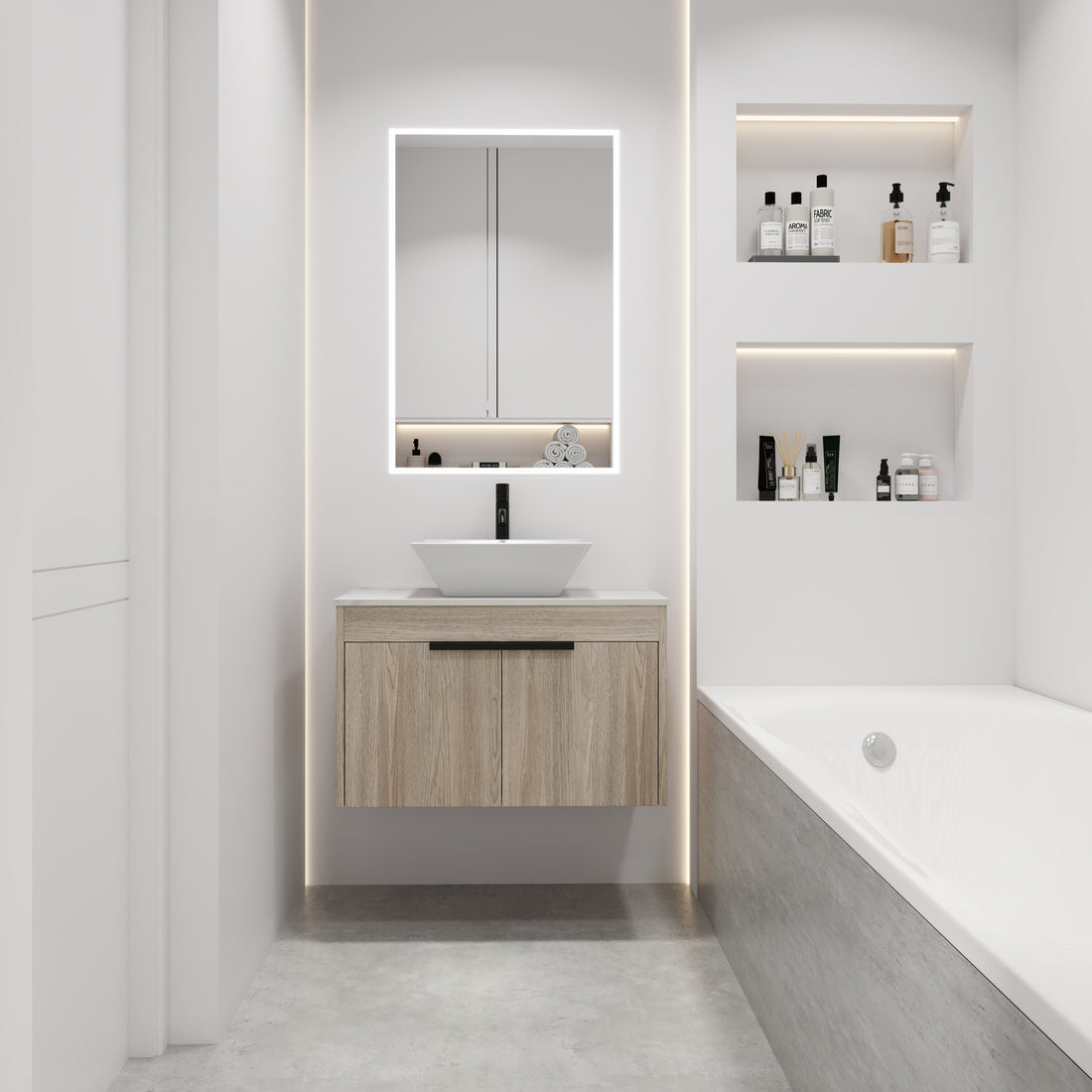 30 " Modern Design Float Bathroom Vanity With Ceramic Basin Set, Wall Mounted White Vanity With Soft Close Door,Kd Packing,Kd Packing,2 Pieces Parcel Top Bab101Mowh White Oak 2 Bathroom Wall Mounted Plywood