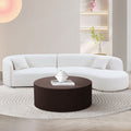 Artisanal Round Mdf Coffee Table With Handcrafted Relief And Stunning Painting Finish, Brown Brown Primary Living Space Modern Mdf