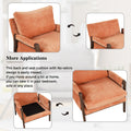 Mid Century Modern Velvet Accent Chair,Leisure Chair With Solid Wood And Thick Seat Cushion For Living Room,Bedroom,Studio,Orange Orange Foam Velvet