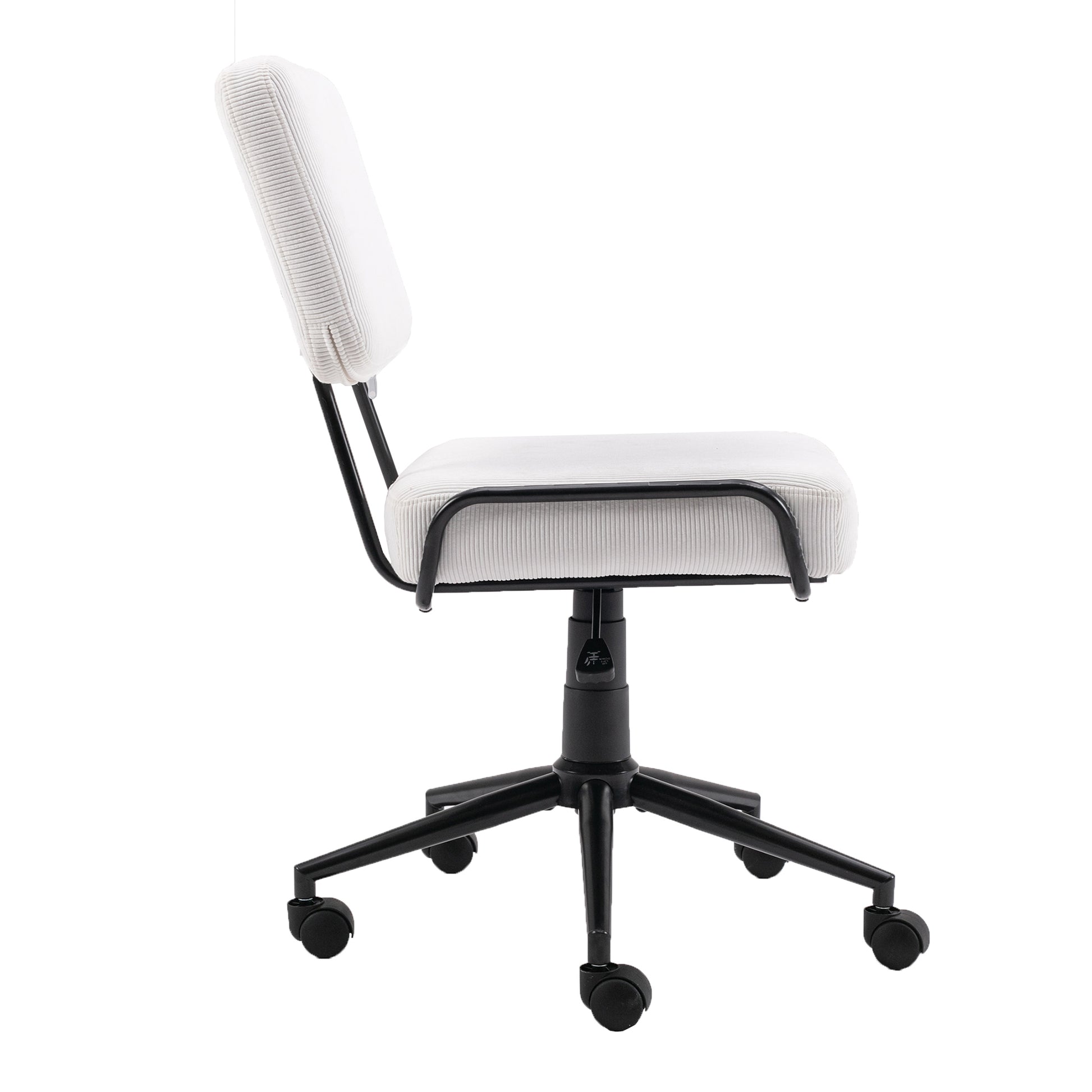 Corduroy Desk Chair Task Chair Home Office Chair Adjustable Height, Swivel Rolling Chair With Wheels For Adults Teens Bedroom Study Room,White White Office Foam Dry Clean Modern Handle Office Chairs Upholstered Armless Corduroy