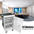 Mobile Charging Cart And Cabinet For Tablets Laptops 30 Device With Combination Lock White Antique White Steel