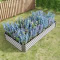 Raised Garden Bed Kit Metal Raised Bed Garden 7.6X3.7X0.98Ft For Flower Planters, Vegetables Herb Silver Silver Garden & Outdoor Metal