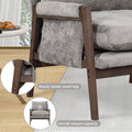 Mid Century Modern Velvet Accent Chair,Leisure Chair With Solid Wood And Thick Seat Cushion For Living Room,Bedroom,Studio,Grey Grey Foam Velvet