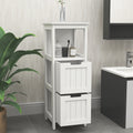 Bathroom Floor Cabinet With 2 Drawers And 1 Storage Shelf,Freestanding Wood Storage Organizer Cabinet White White Mdf