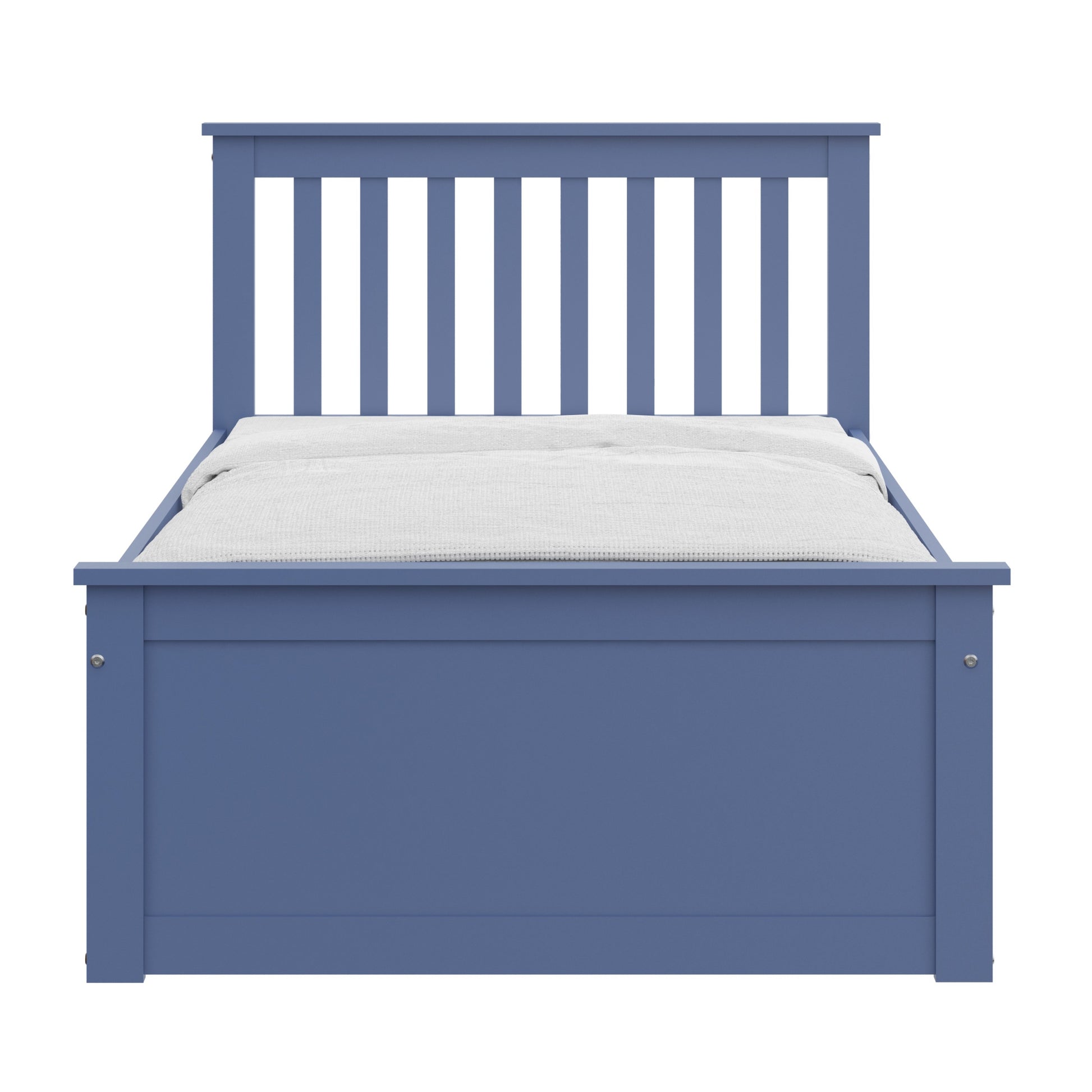 Blue Twin Trundle Bed, Heavy Duty Malibu Solid Wood Bed Frame With Twin Size Pull Out Toddler Trundle Bed For Kids Blue Pine Solid Wood