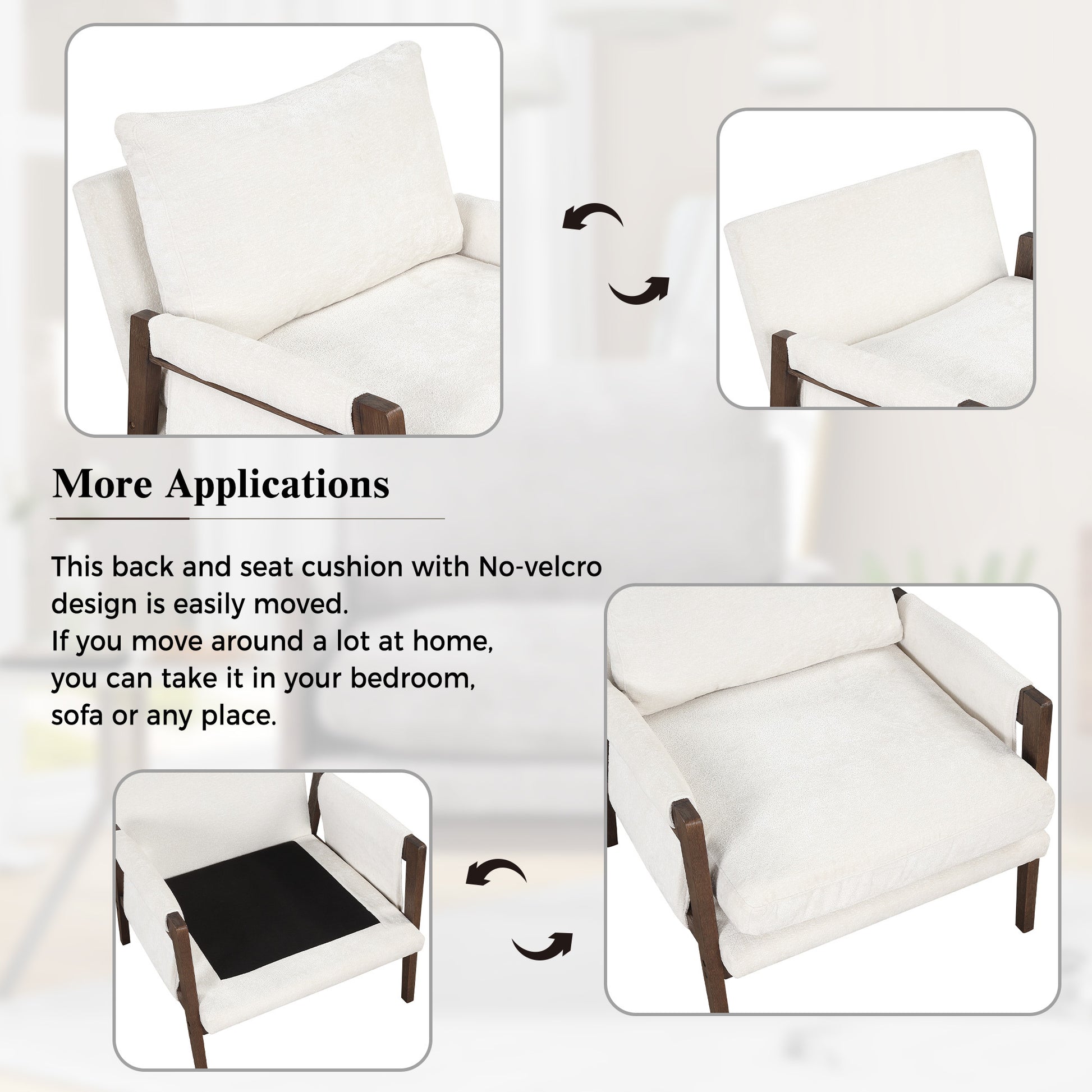 Mid Century Modern Velvet Accent Chair,Leisure Chair With Solid Wood And Thick Seat Cushion For Living Room,Bedroom,Studio,White White Foam Velvet