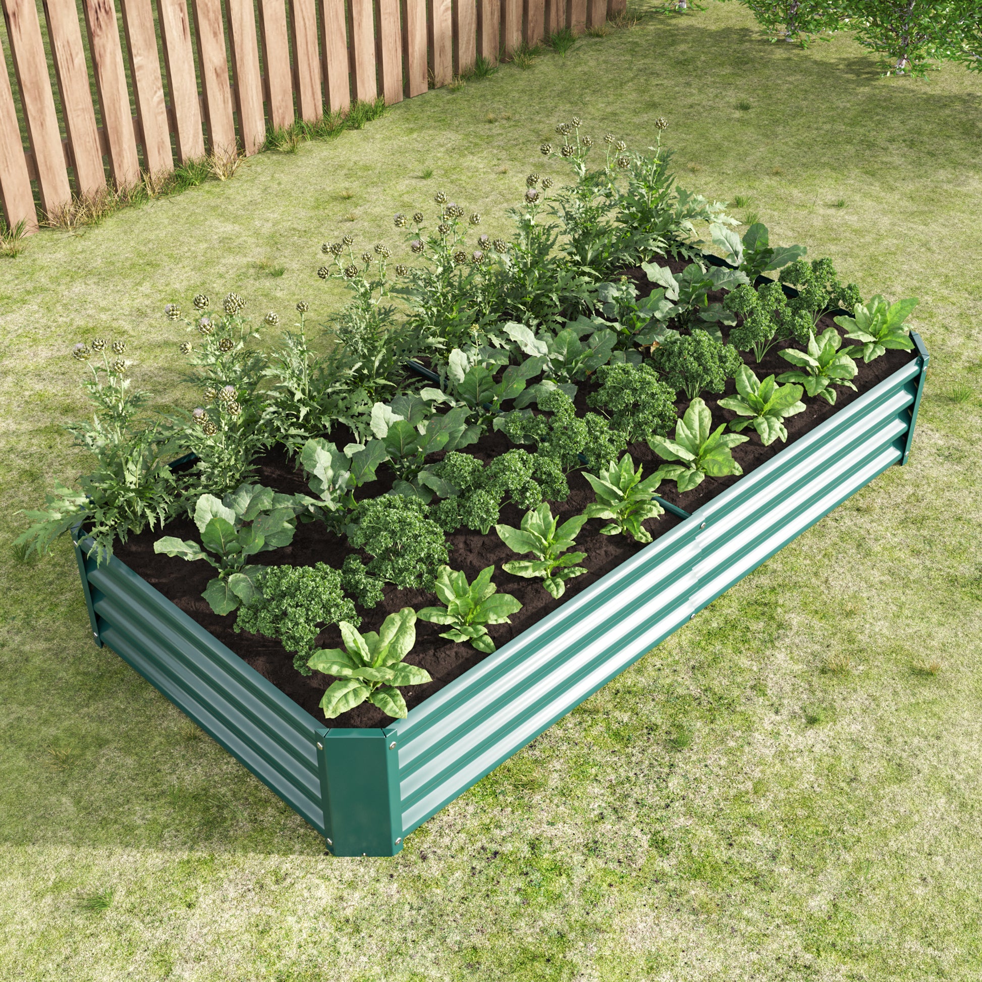 Raised Garden Bed Outdoor, 6 3 1Ftmetal Raised Rectangle Planter Beds For Plants, Vegetables, And Flowers Green Green Bedroom Metal