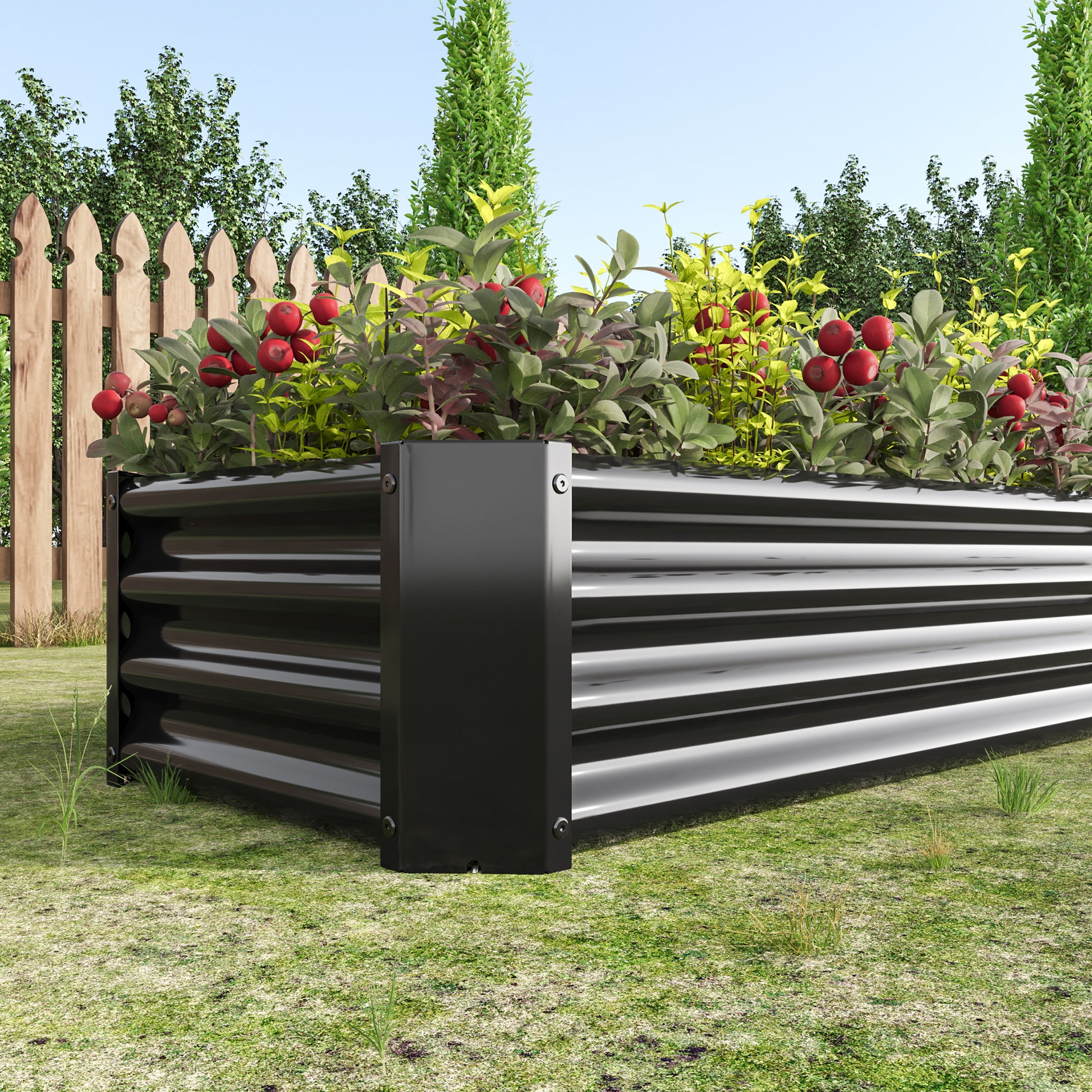 Metal Raised Garden Bed, Rectangle Raised Planter 4 2 1Ft For Flowers Plants, Vegetables Herb Veezyo Black Black Garden & Outdoor Metal