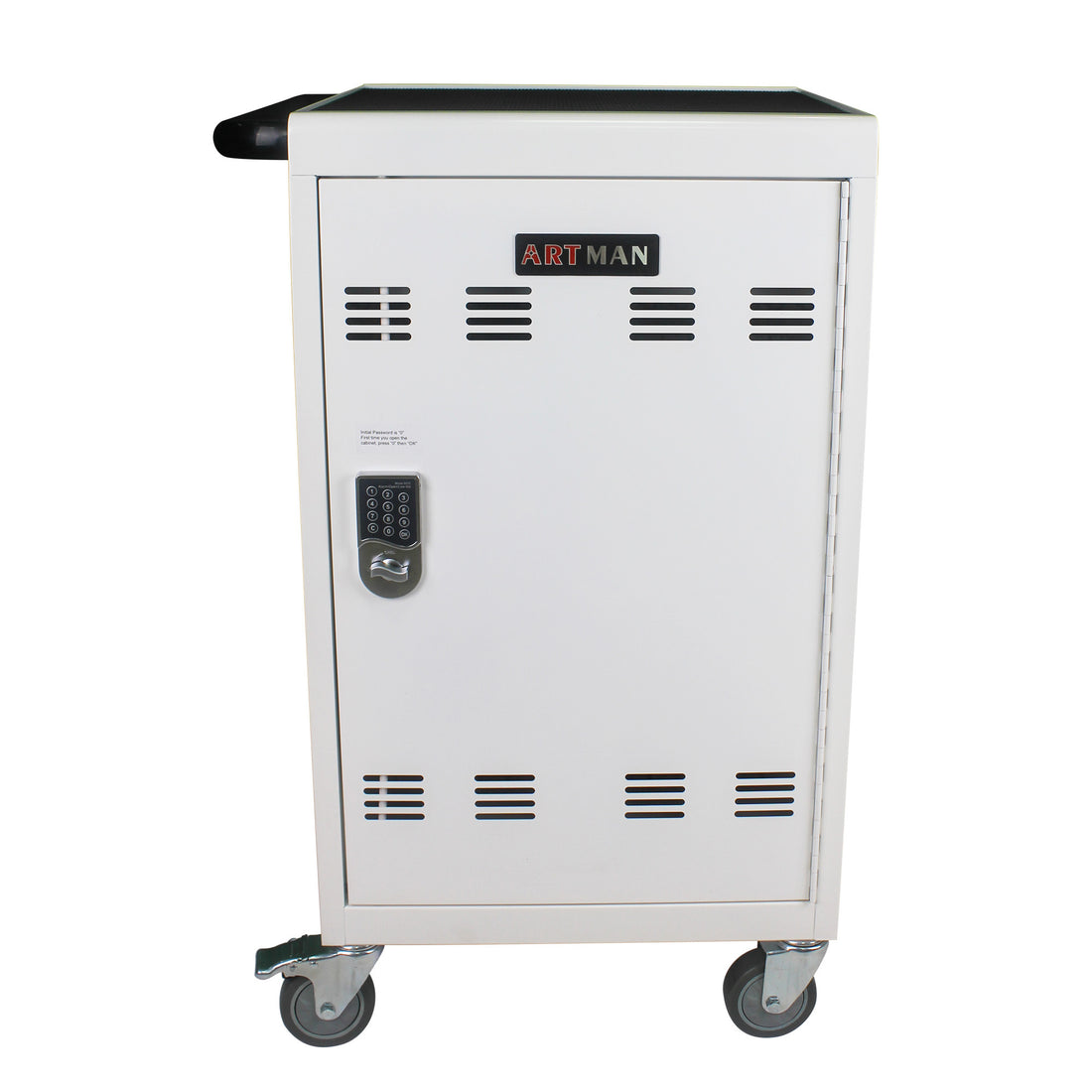 Mobile Charging Cart And Cabinet For Tablets Laptops 30 Device With Combination Lock White Antique White Steel