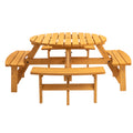 8 Person Wooden Picnic Table, Outdoor Camping Dining Table With Seat, Garden, Diy W 4 Built In Benches, 2220Lb Capacity Natural Natural Solid Wood