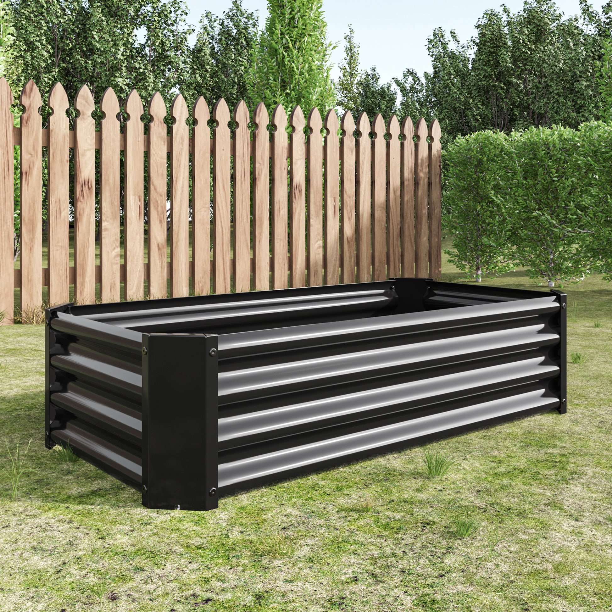 Metal Raised Garden Bed, Rectangle Raised Planter 4 2 1Ft For Flowers Plants, Vegetables Herb Veezyo Black Black Garden & Outdoor Metal