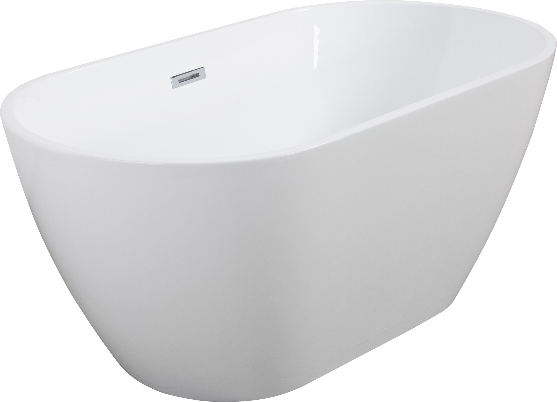 55" Sleek White Acrylic Freestanding Soaking Bathtub With Chrome Overflow And Drain, Cupc Certified 55*28.35, Glossy White 22A09 55 White Fiberglass Acrylic