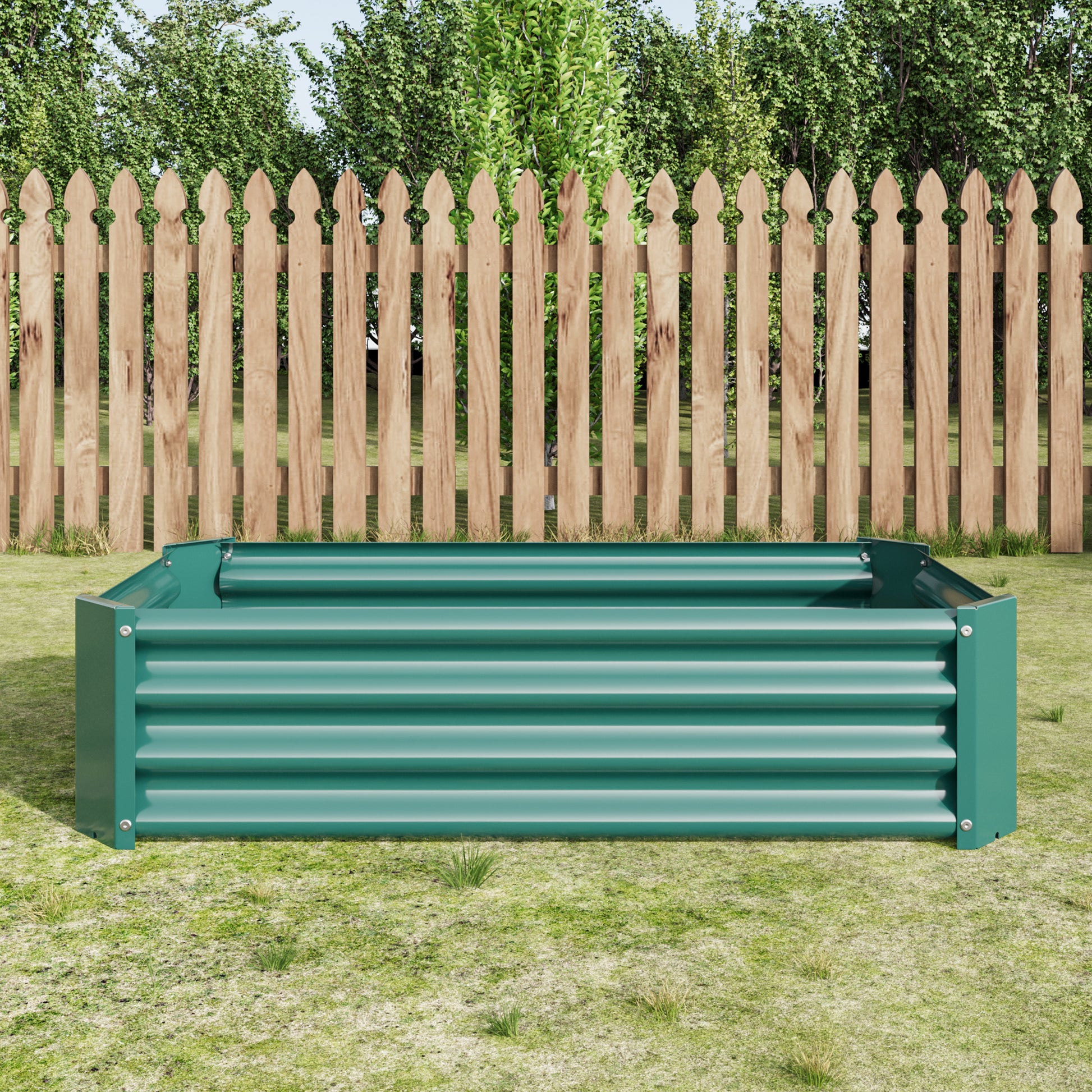 Metal Raised Garden Bed, Rectangle Raised Planter 4 2 1Ft For Flowers Plants, Vegetables Herb Veezyo Green Green Garden & Outdoor Metal