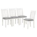 Retro Style 7 Piece Dining Table Set With Extendable Table And 6 Upholstered Chairs Gray White White Gray Solid Wood