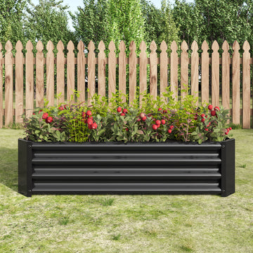 Metal Raised Garden Bed, Rectangle Raised Planter 4 2 1Ft For Flowers Plants, Vegetables Herb Veezyo Black Black Garden & Outdoor Metal