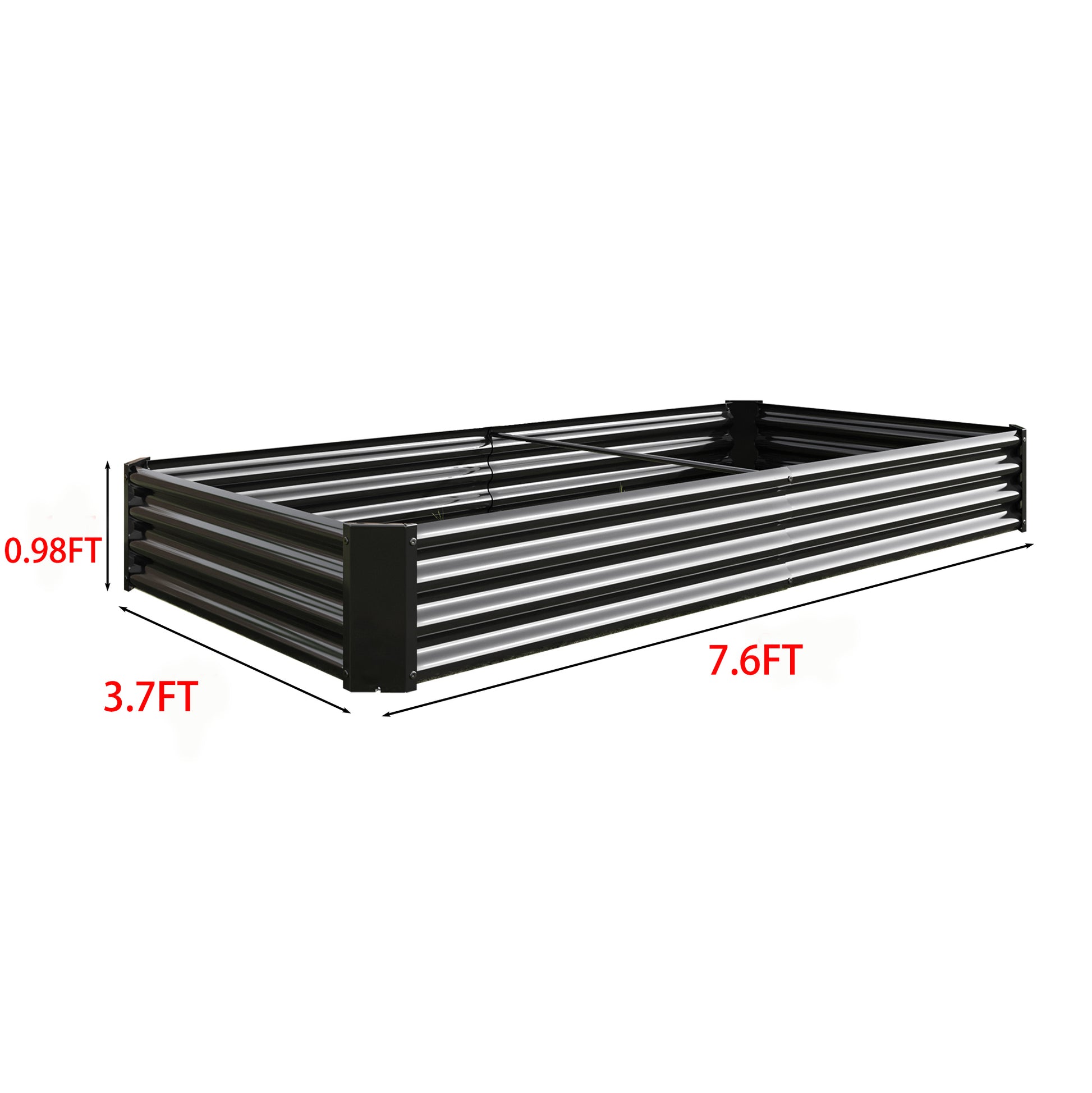 Raised Garden Bed Kit Metal Raised Bed Garden7.6X3.7X0.98Ft For Flower Planters, Vegetables Herb Black Black Garden & Outdoor Metal