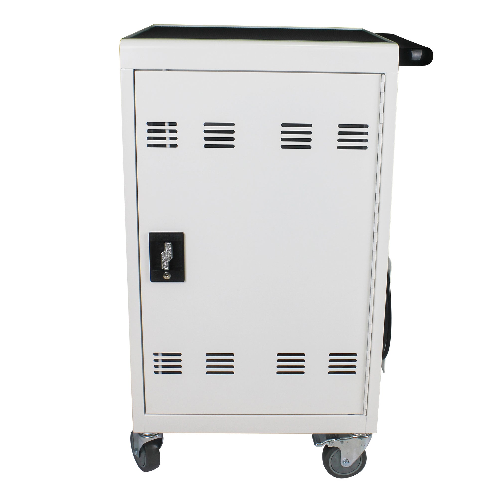 Mobile Charging Cart And Cabinet For Tablets Laptops 30 Device With Combination Lock White Antique White Steel