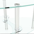 Transparent Oval Glass Coffee Table, Modern Table With Stainless Steel Leg, Tea Table 3 Layer Glass Table For Living Room Transparent Glass