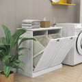 Two Compartment Tilt Out Laundry Sorter Cabinet White White Mdf