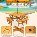 8 Person Wooden Picnic Table, Outdoor Camping Dining Table With Seat, Garden, Diy W 4 Built In Benches, 2220Lb Capacity Natural Natural Solid Wood