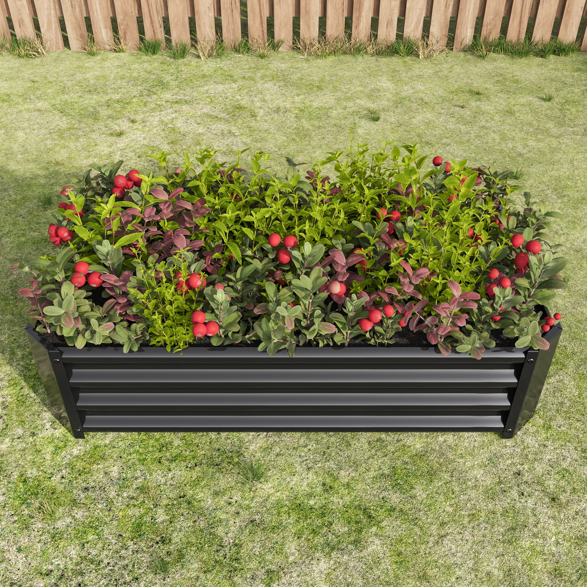 Metal Raised Garden Bed, Rectangle Raised Planter 4 2 1Ft For Flowers Plants, Vegetables Herb Veezyo Black Black Garden & Outdoor Metal