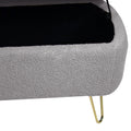 Grey Storage Ottoman Bench For End Of Bed Gold Legs, Modern Grey Faux Fur Entryway Bench Upholstered Padded With Storage For Living Room Bedroom Grey Faux Fur