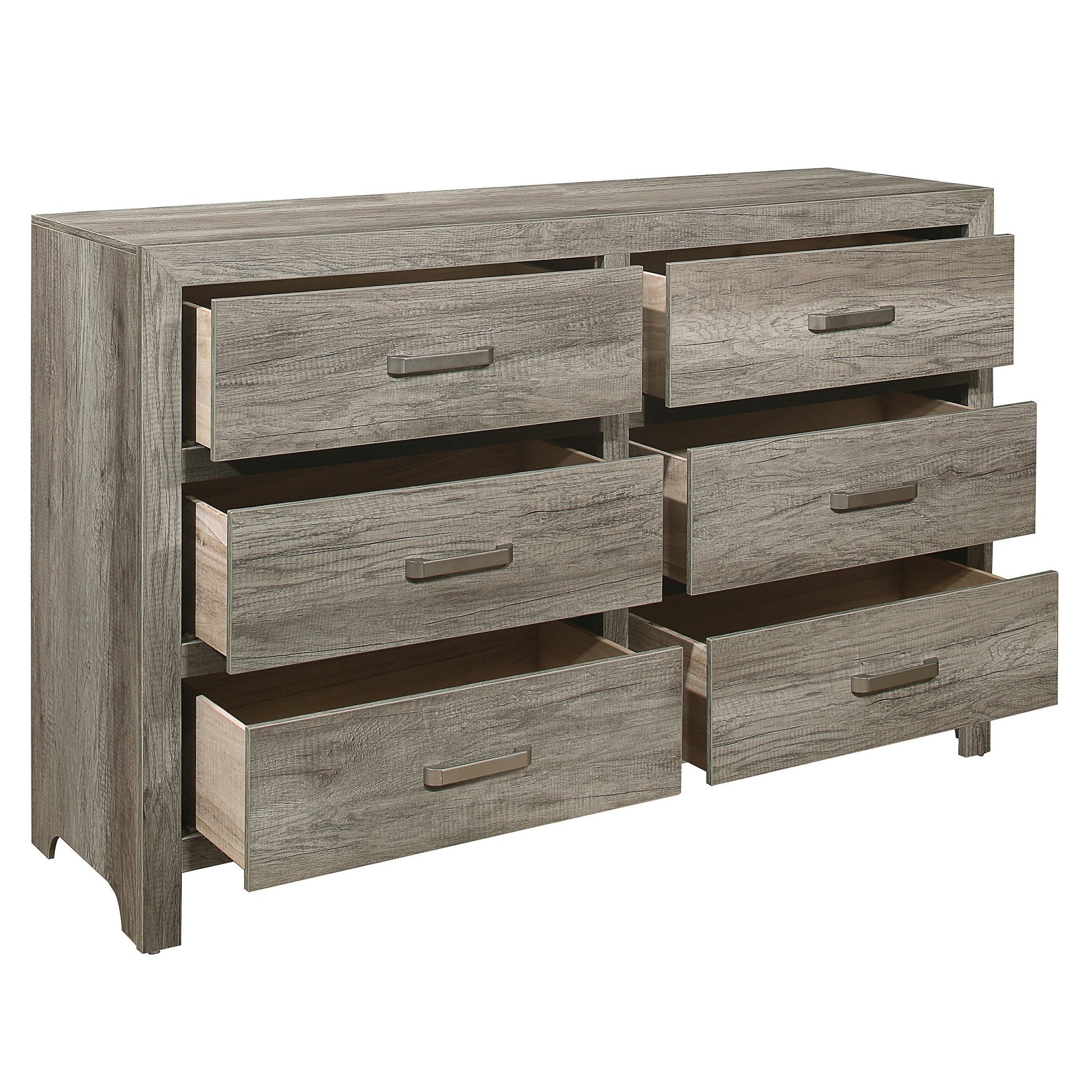 Rusticated Style Weathered Gray Finish 1Pc Dresser Of 6X Drawers Transitional Bedroom Wooden Furniture Gray 5 Drawers & Above Bedroom Wood