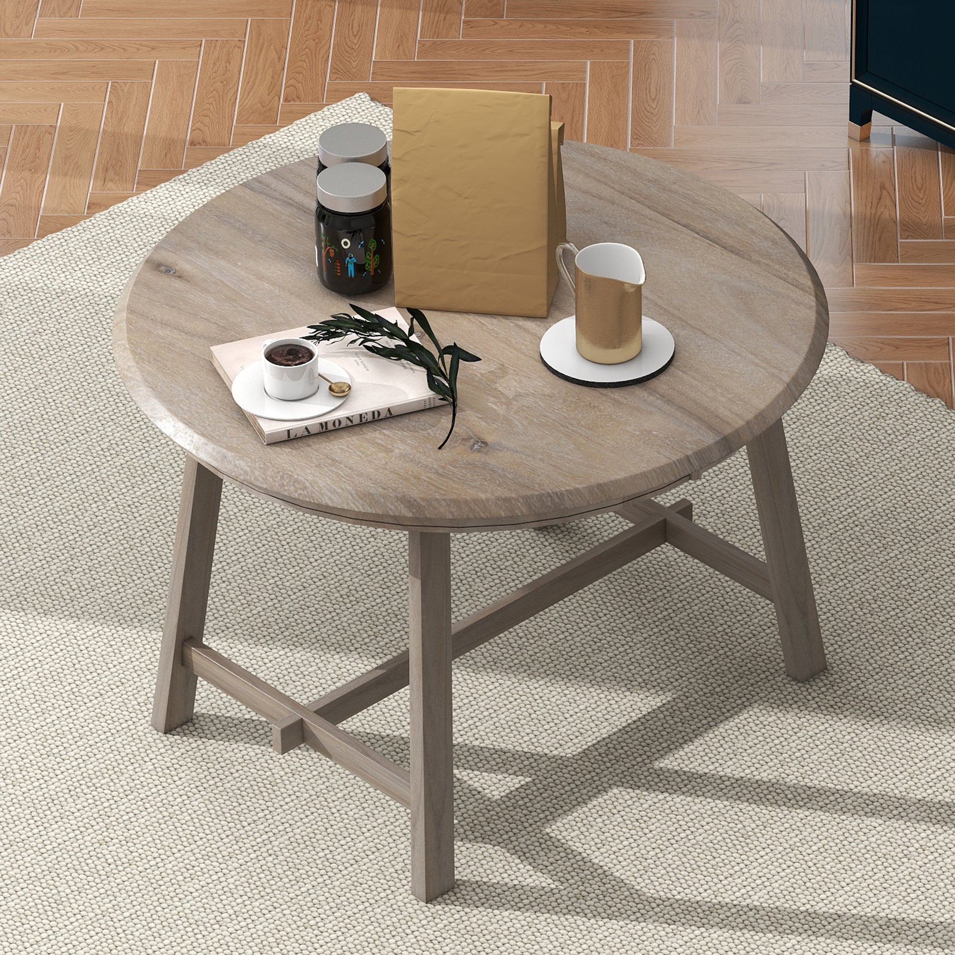 Wood Dining Table Round Extendable Dining Table For Dining Room Natural Wood Wash Natural Wood Wash Solid Wood
