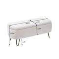 Ivory White Storage Ottoman Bench For End Of Bed Gold Legs, Modern Ivory White Faux Fur Entryway Bench Upholstered Padded With Storage For Living Room Bedroom Ivory Faux Fur