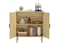 Kitchen Storage Cabinets With Rattan Decorative Doors, Buffets, Wine Cabinets, Dining Rooms, Hallways, Cabinet Console Tables, Natural, 31.5''W X 15.8''D X 34.6