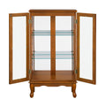 Curio Cabinet Lighted Curio Diapaly Cabinet With Adjustable Shelves And Mirrored Back Panel, Tempered Glass Doors Oak, 3 Tier , E26 Light Bulb Not Included Oak Mdf