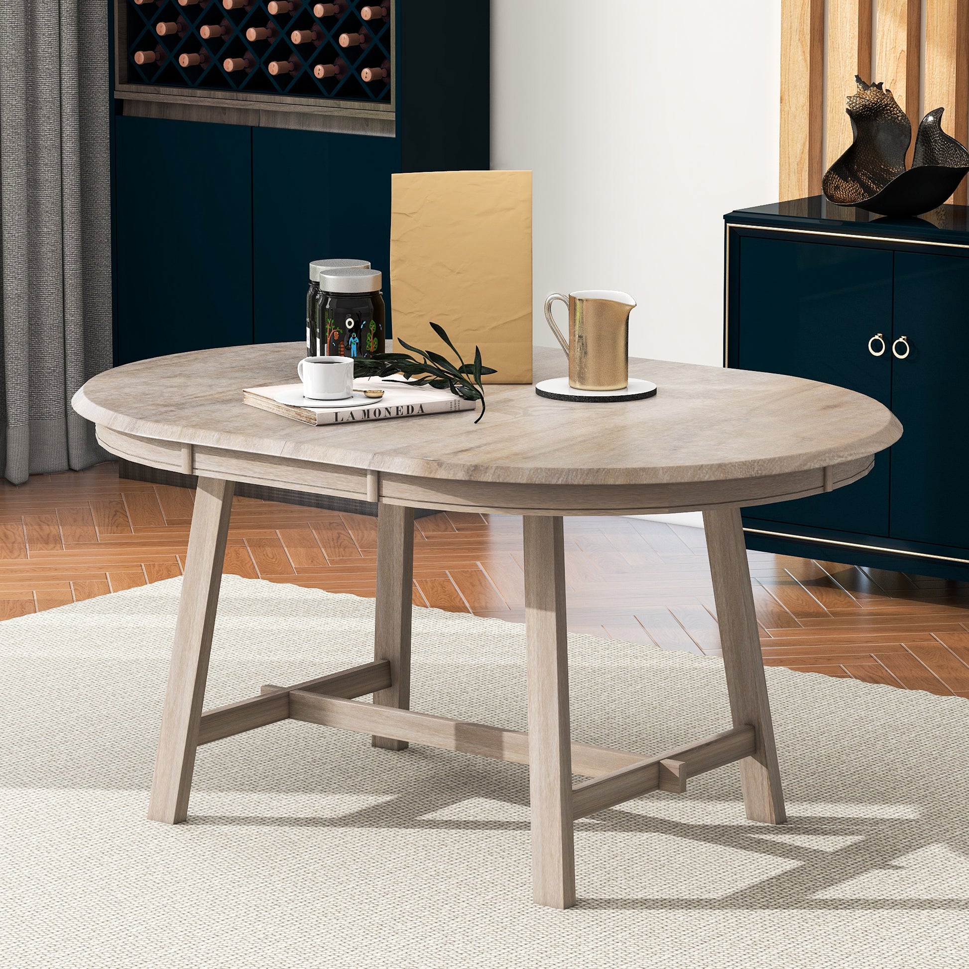 Wood Dining Table Round Extendable Dining Table For Dining Room Natural Wood Wash Natural Wood Wash Solid Wood