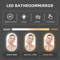 32X20 Inch Bathroom Mirror With Lights, Anti Fog Dimmable Led Mirror For Wall Touch Control, Frameless Oval Smart Vanity Mirror Vertical Hanging Natural Modern Glass