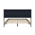 Queen Size Corduroy Platform Bed With Metal Legs, Beige Beige Corduroy