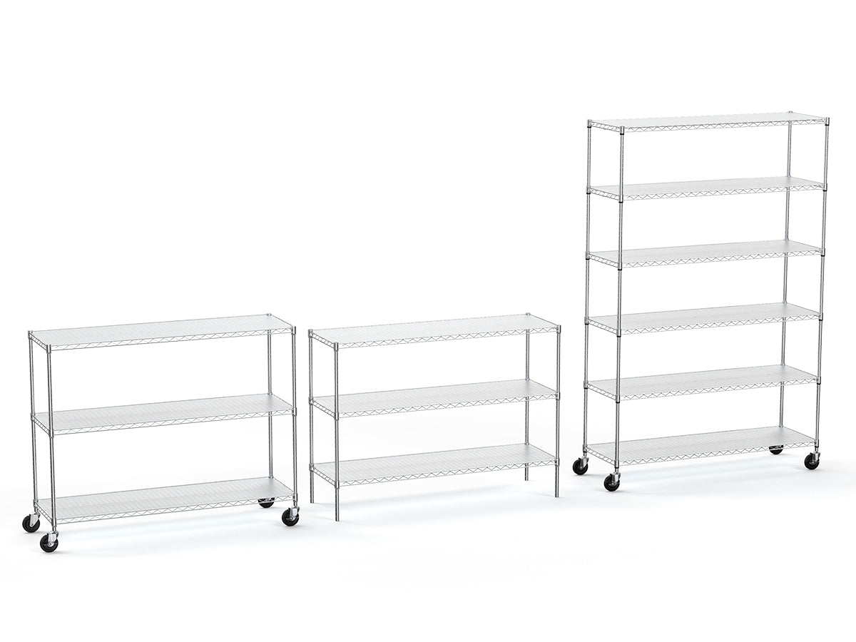 6 Tier Wire Shelving Unit, 6000 Lbs Nsf Height Adjustable Metal Garage Storage Shelves With Wheels, Heavy Duty Storage Wire Rack Metal Shelves Chrome Chrome Iron Plastic