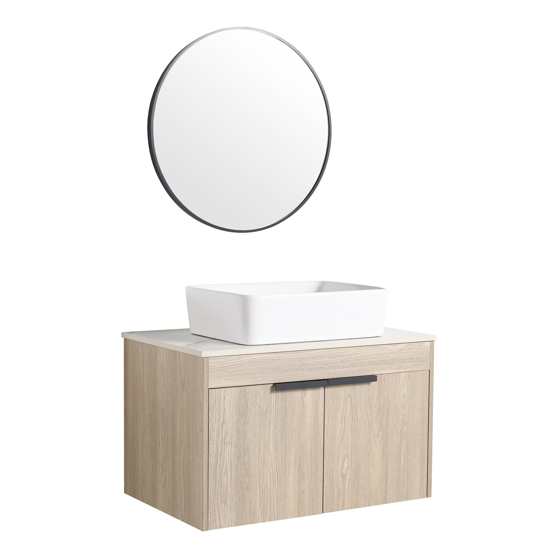 30 " Modern Design Float Bathroom Vanity With Ceramic Basin Set, Wall Mounted White Oak Vanity With Soft Close Door,Kd Packing,Kd Packing,2 Pieces Parcel Top Bab110Mowh White Oak 2 Bathroom Wall Mounted Plywood