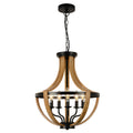 5 Light Faux Wood Farmhouse Chandelier Natural Wood Wash Metal