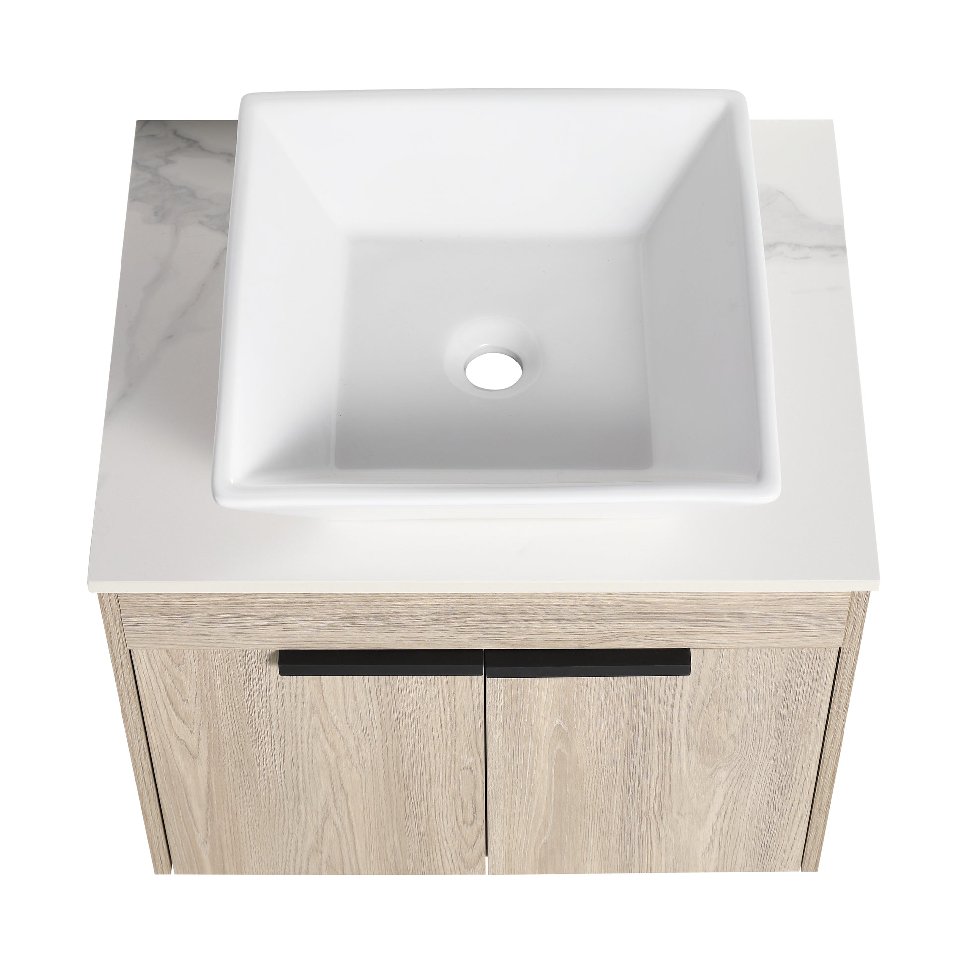 24 " Modern Design Float Bathroom Vanity With Ceramic Basin Set, Wall Mounted White Oak Vanity With Soft Close Door,Kd Packing,Kd Packing,2 Pieces Parcel Top Bab101Mowh White Oak Plywood