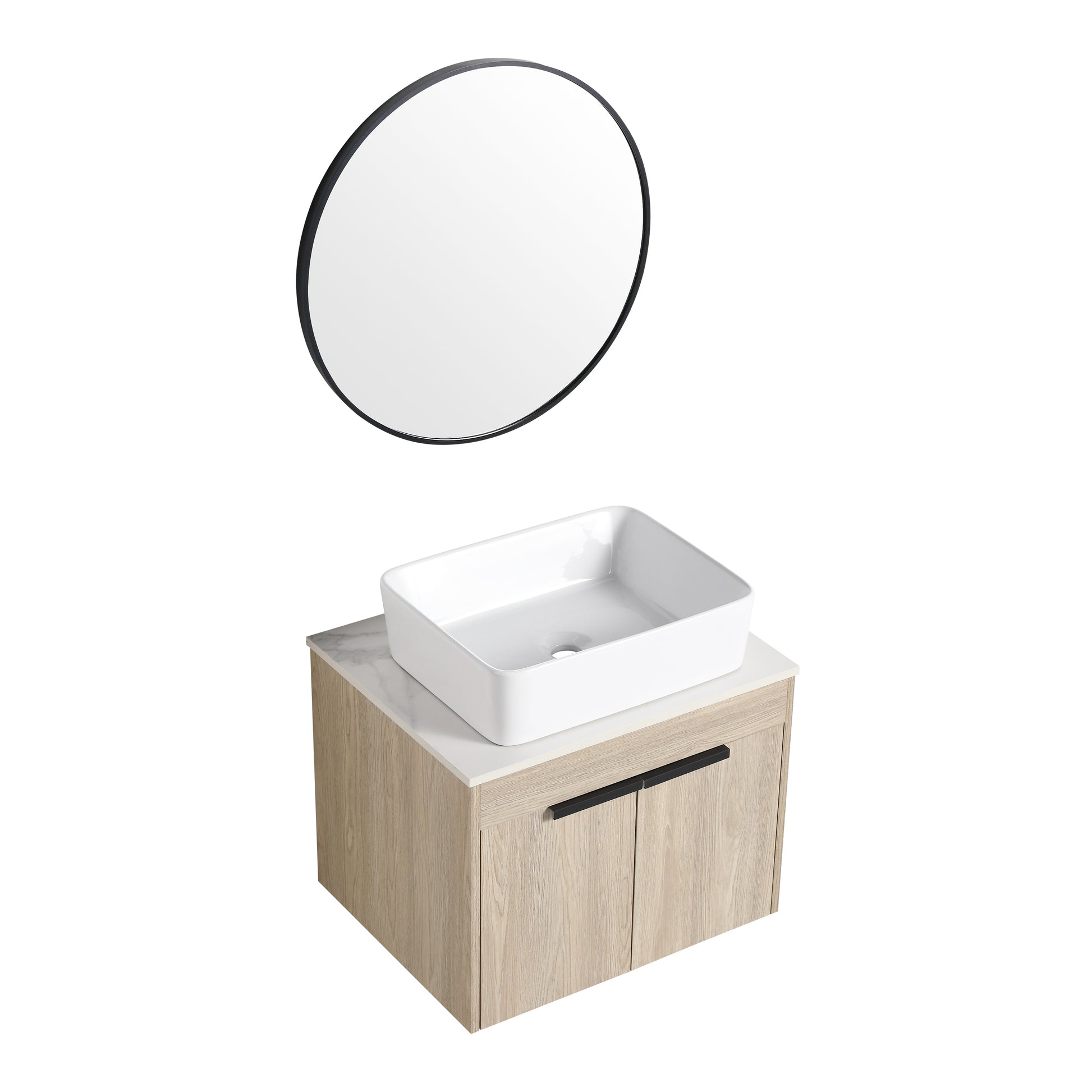 24 " Modern Design Float Bathroom Vanity With Ceramic Basin Set, Wall Mounted White Oak Vanity With Soft Close Door,Kd Packing,Kd Packing,2 Pieces Parcel Top Bab110Mowh White Oak 2 Bathroom Wall Mounted Plywood