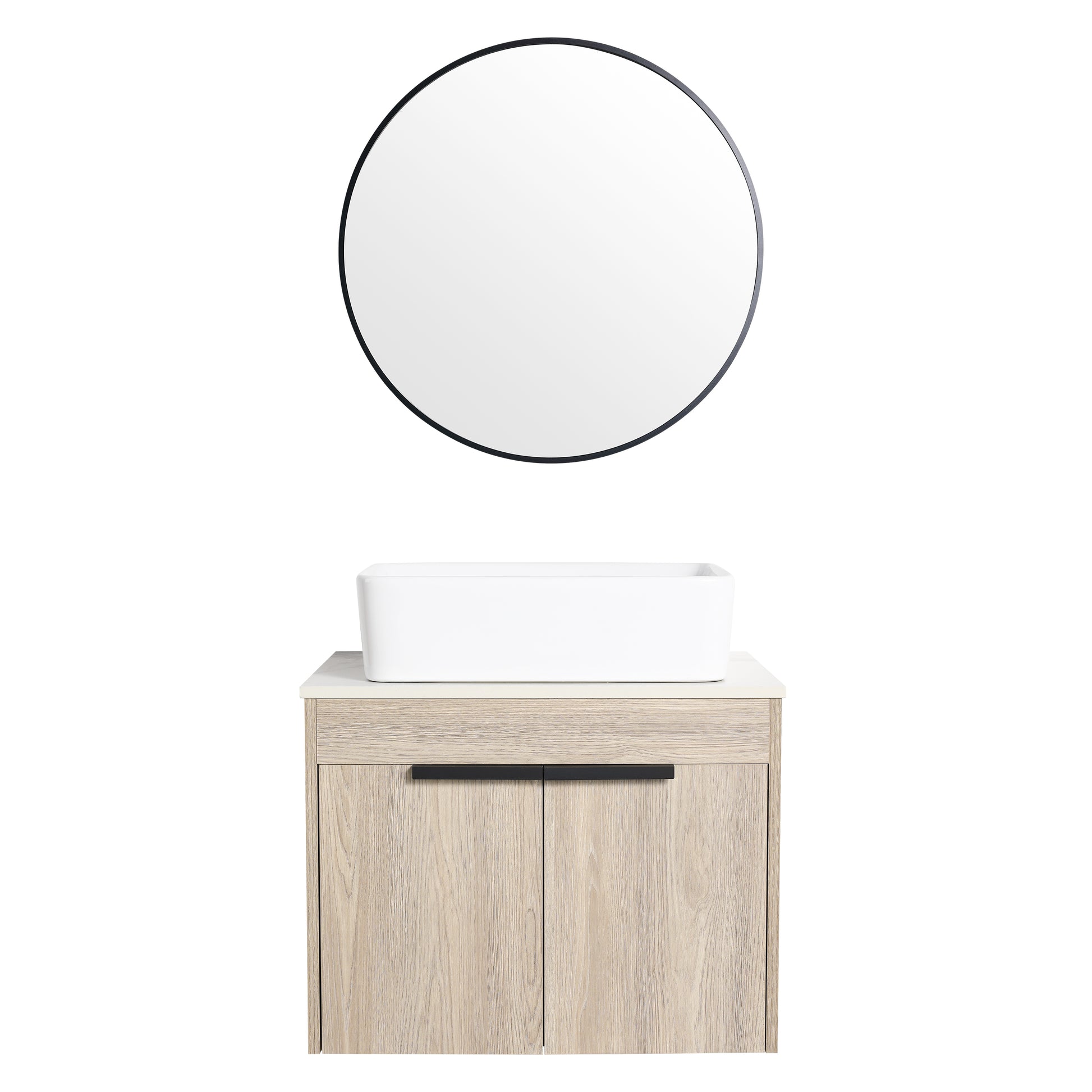 24 " Modern Design Float Bathroom Vanity With Ceramic Basin Set, Wall Mounted White Oak Vanity With Soft Close Door,Kd Packing,Kd Packing,2 Pieces Parcel Top Bab110Mowh White Oak 2 Bathroom Wall Mounted Plywood