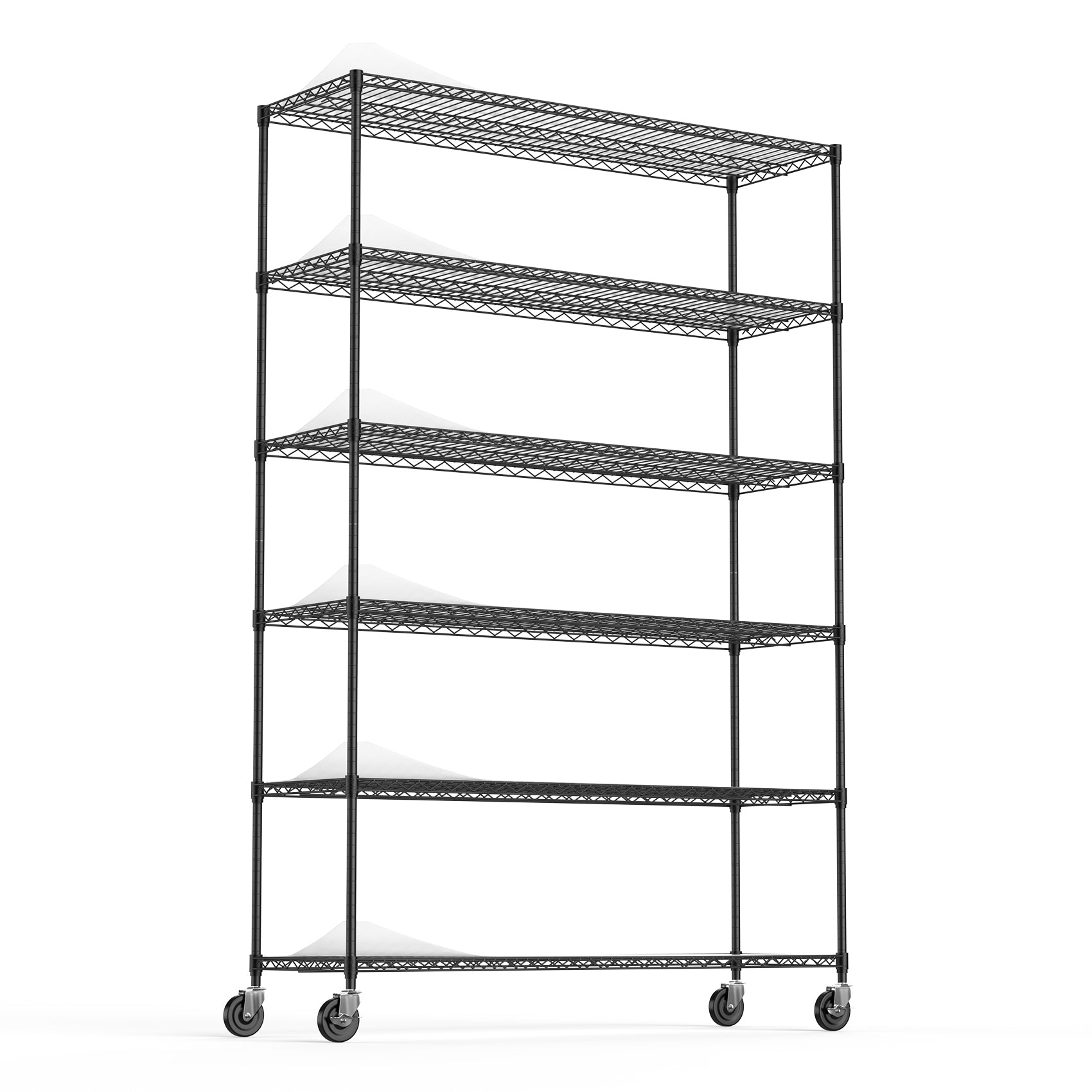 6 Tier Wire Shelving Unit, 6000 Lbs Nsf Height Adjustable Metal Garage Storage Shelves With Wheels, Heavy Duty Storage Wire Rack Metal Shelves Black Black Iron Plastic